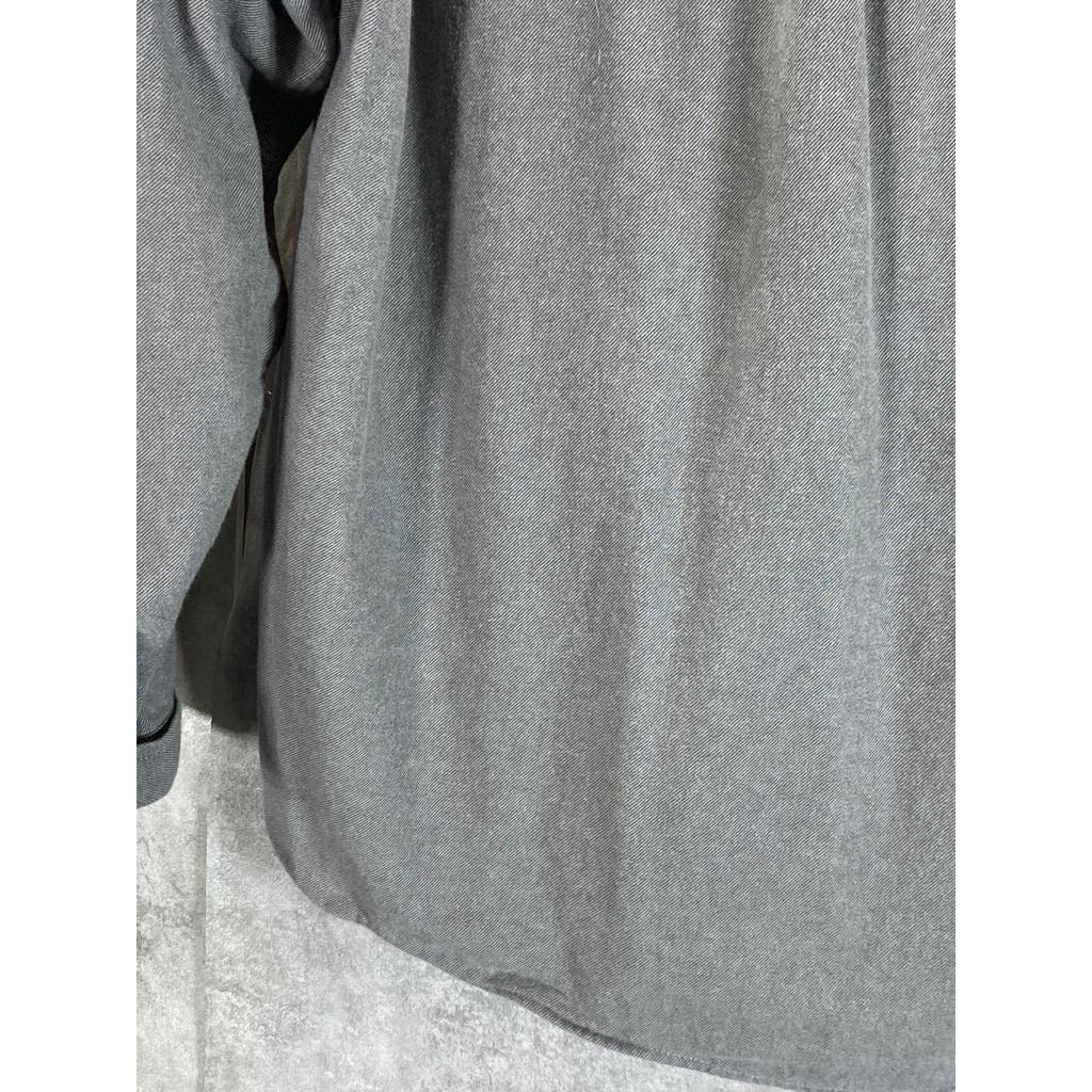 EDDIE BAUER Men's Heather Grey Classic-Fit Button-Up Long Sleeve Shirt SZ L
