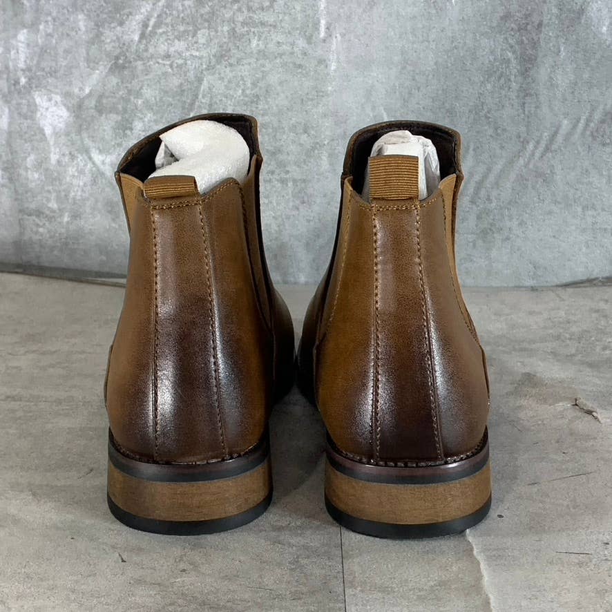 VANCE CO. Men's Chestnut Faux Leather Landon Pull-On Chelsea Dress Boots SZ 8