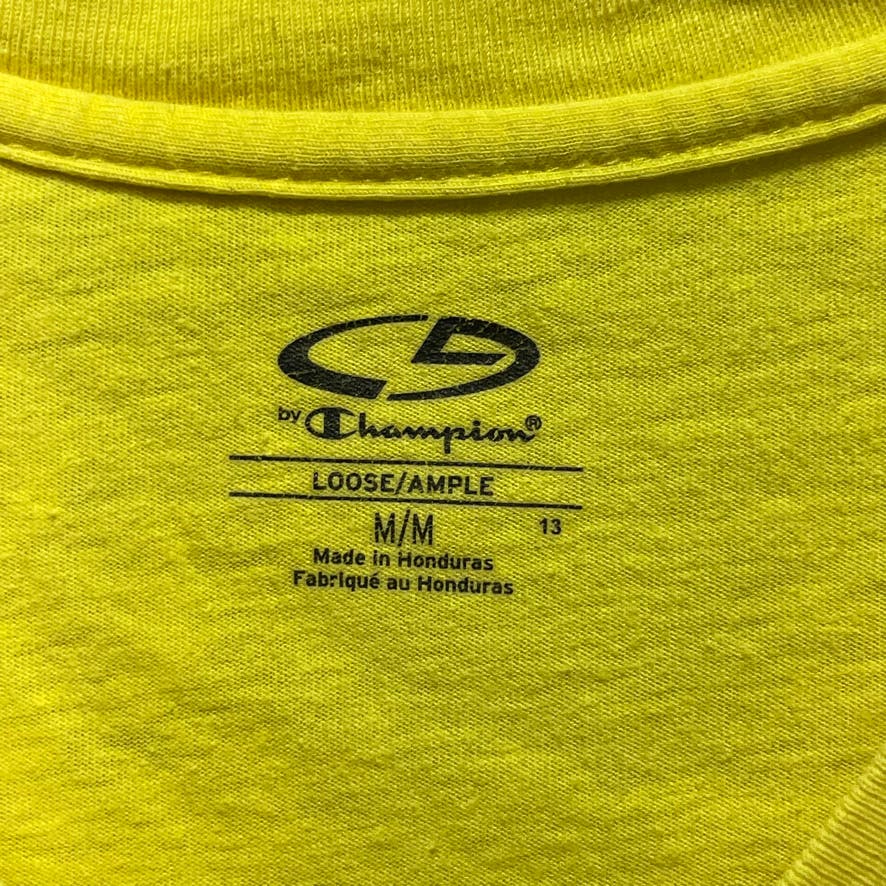 CHAMPION Yellow V-Neck Short Sleeve Lightweight Loose T-Shirt SZ M