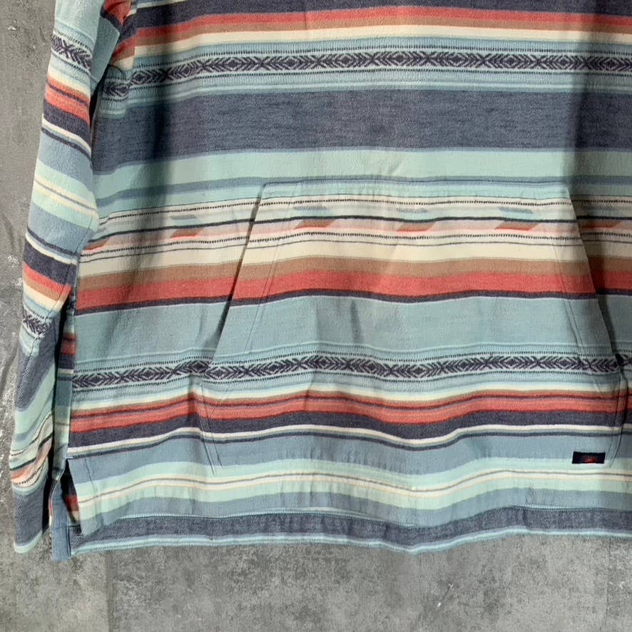 FAHERTY BRAND Men's Blue/Orange/Red Three-Button Baja Pullover Hooded Poncho SZL