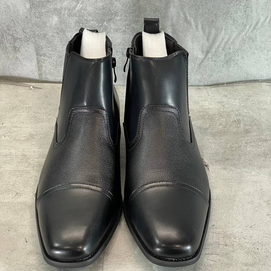 VANCE CO. Men's Wide Width Black Faux-Leather Alex Pull-On Dress Boots SZ 11W