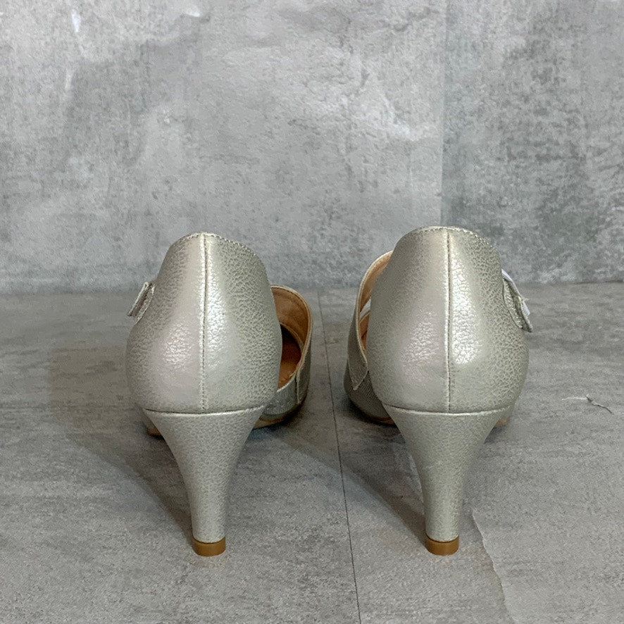 JOURNEE COLLECTION Silver Faux Leather Tillis Pointed-Toe Strap Pumps SZ 7.5