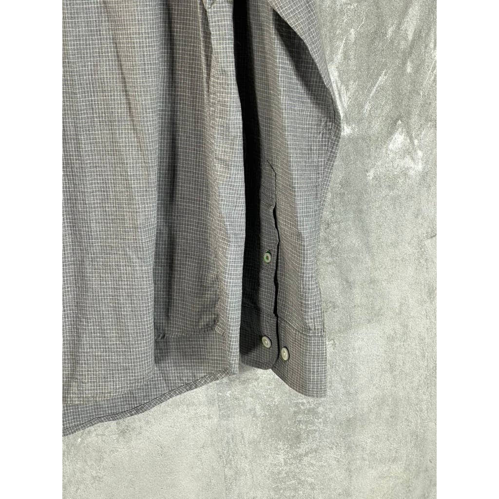 TOMMY HILFIGER Men's Gray Gingham New York Fit Button-Up Long Sleeve Shirt SZ M