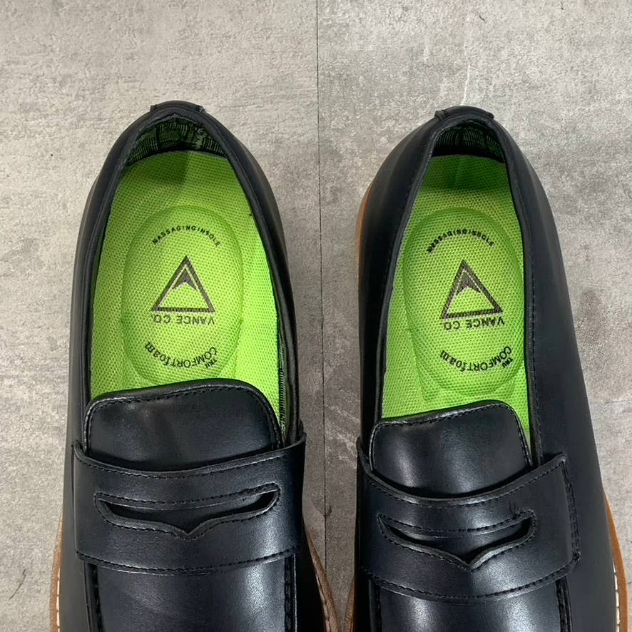 VANCE CO. Men's Black Faux-Leather Albert Slip-On Penny Loafers SZ 9