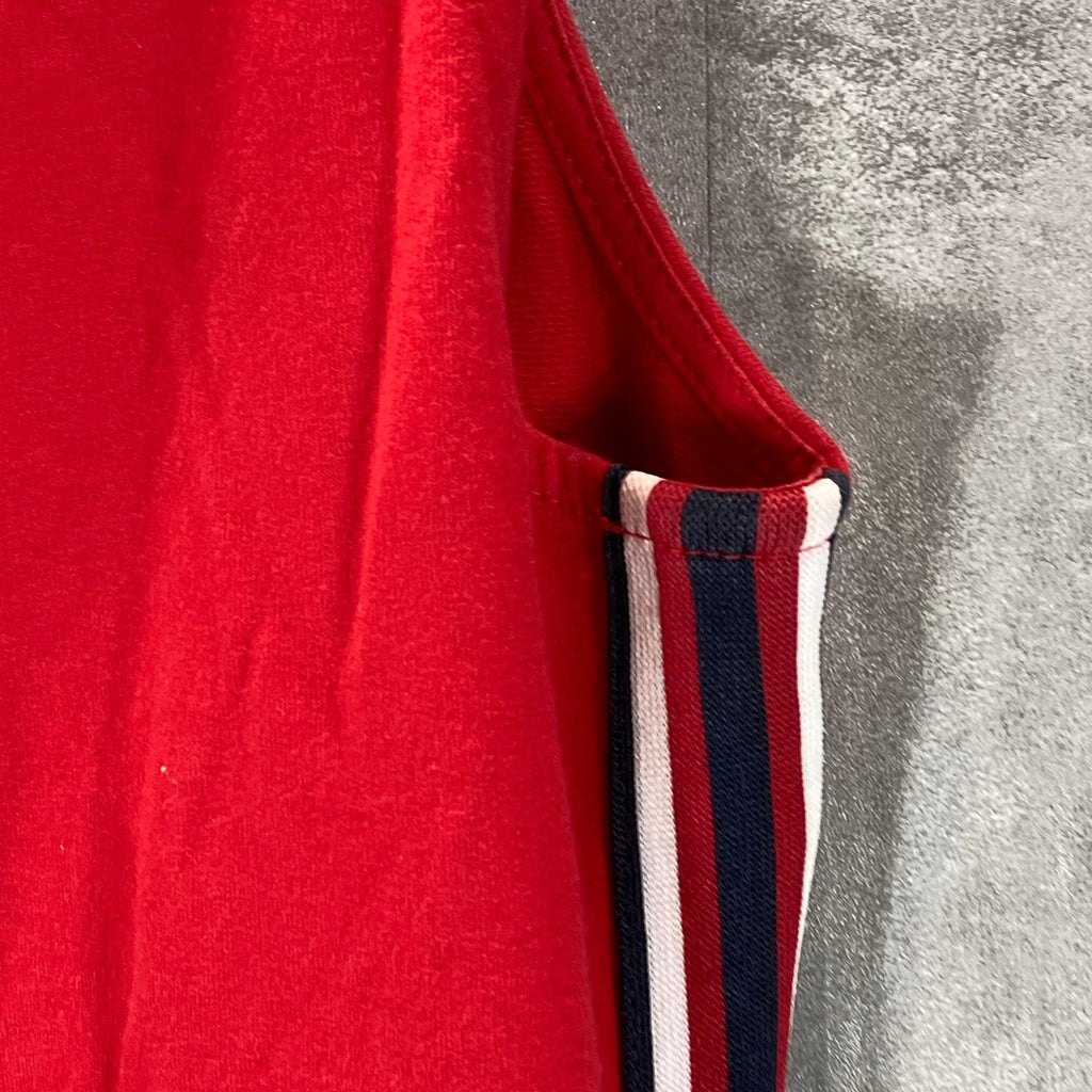 TOMMY HILFIGER Women's Scarlet Striped-Trim Sleeveless Shift Mini Dress SZ M