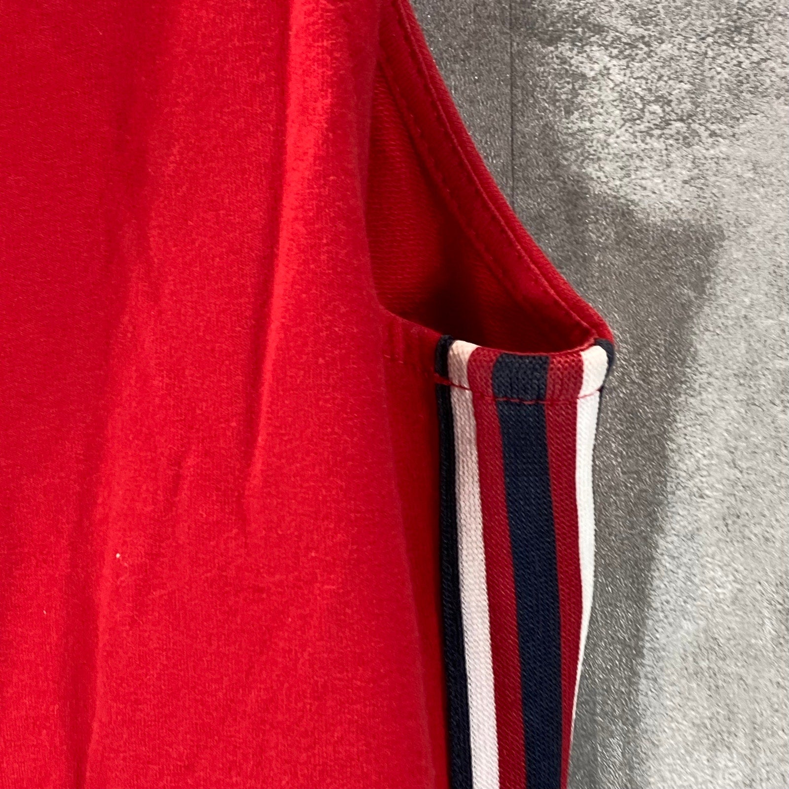 TOMMY HILFIGER Women's Scarlet Striped-Trim Sleeveless Shift Mini Dress SZ M