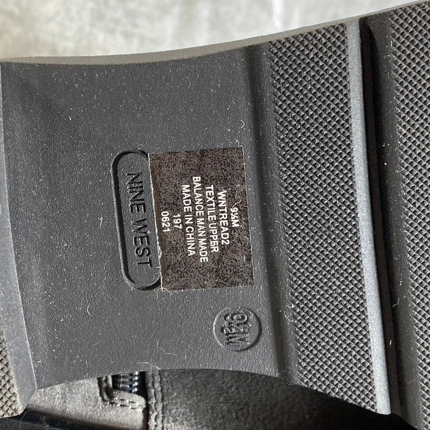 NINE WEST Women's Charcoal Tread Lug Sole Block-Heel Over-The-Knee Boots SZ 9.5