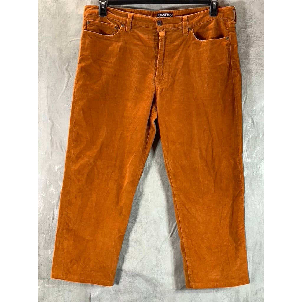 LANDS' END Men's Rust Traditional-Fit Comfort-Waist Corduroy Pants SZ 38