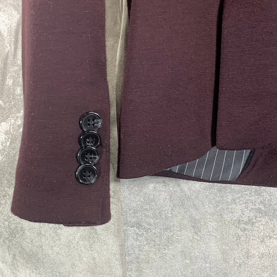 ZARA MAN Men's Burgundy Straight-Fit One-Button Blazer SZ L