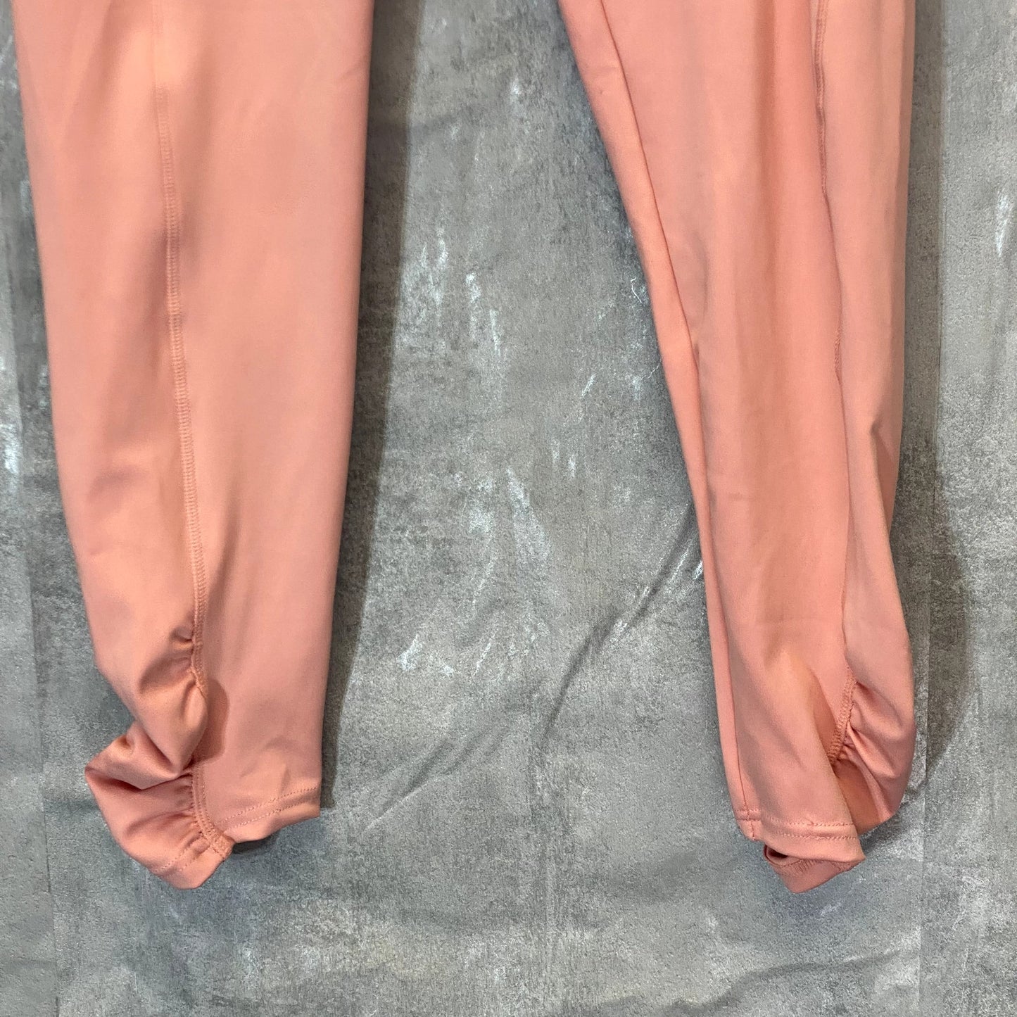 KAY UNGER Women's Peach Ruched Cuff High-Waist Media Pocket Pull-On Athletic Legging SZ L