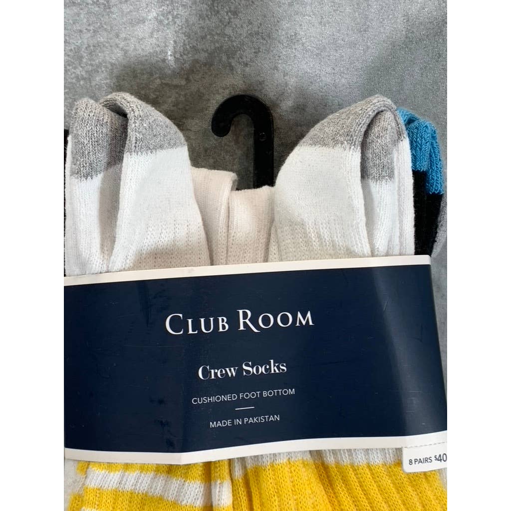 Club Room Men's Multi Striped 8-Pack Crew Socks SZ 10-13