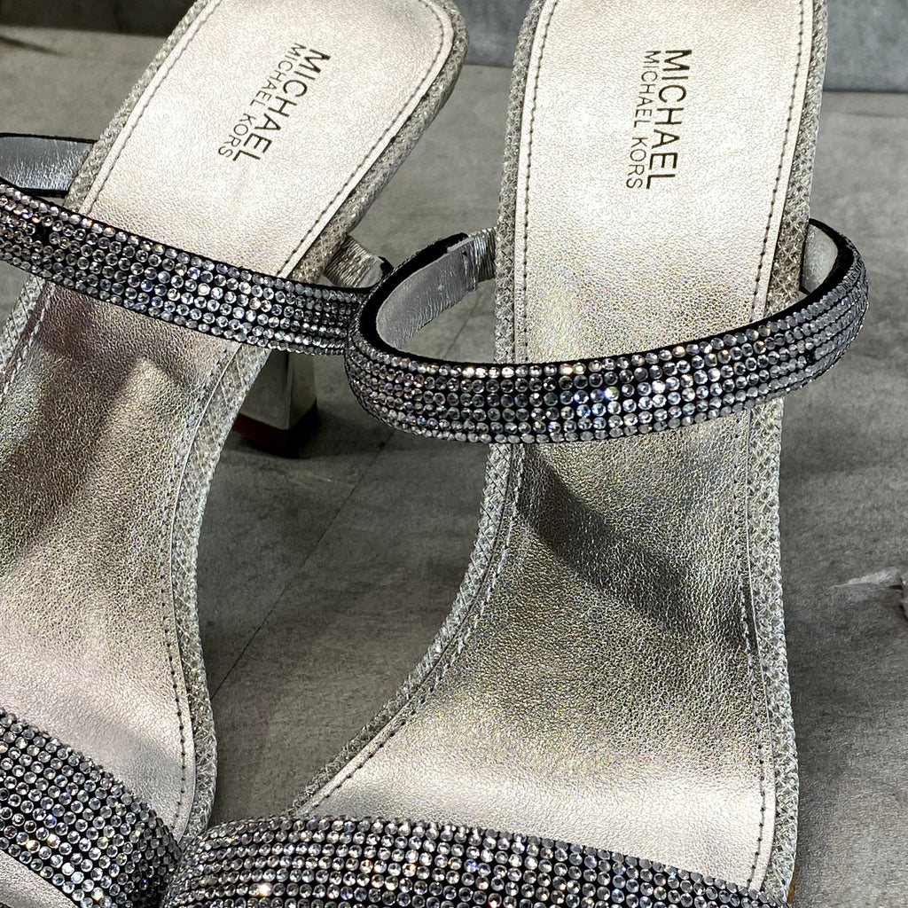 MICHAEL MICHAEL KORS Women's Silver Rhinestone Embellished Clara Dress Sandals