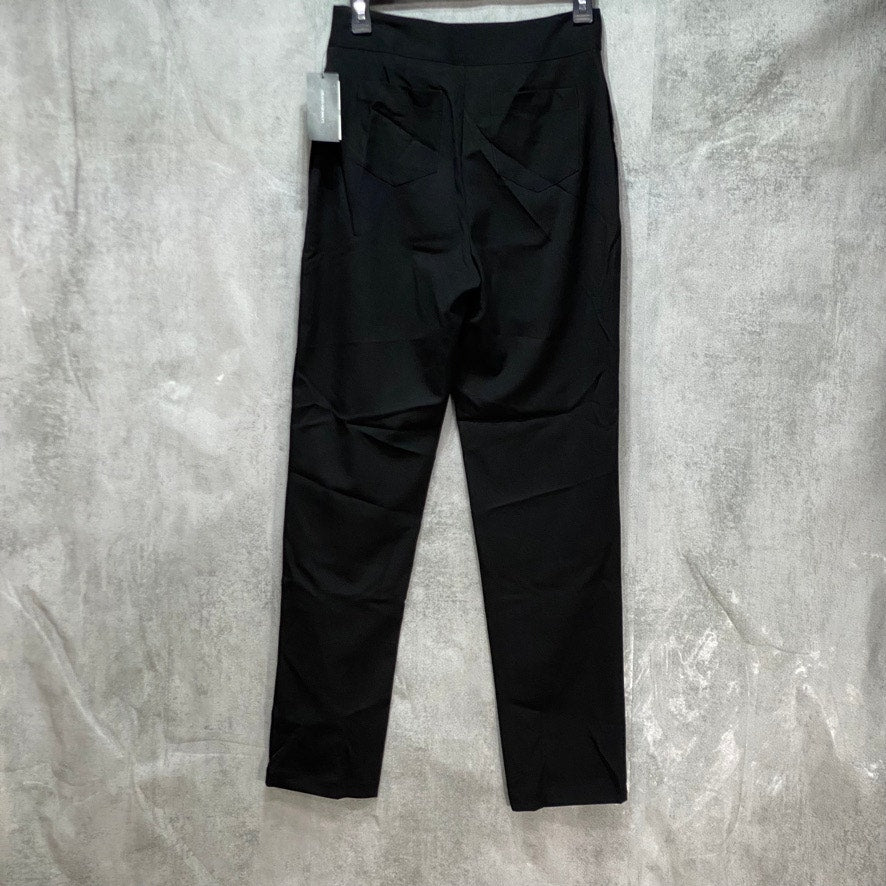 DANIELLE BERNSTEIN Black Zipper Detail Straight Leg Zip Up Pants SZ 0