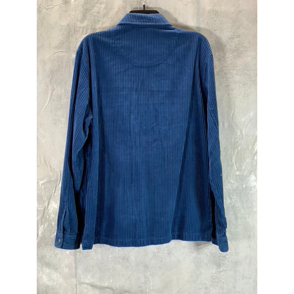 URBAN OUTFITTERS Men's Blue Corduroy Zip-Up Flap Pocket Shirt Jackets SZ S