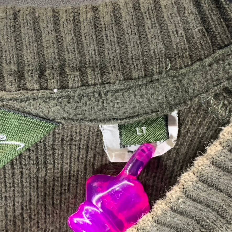 EDDIE BAUER Men's Big & Tall Olive Green Crewneck Pullover Sweater SZ L/T