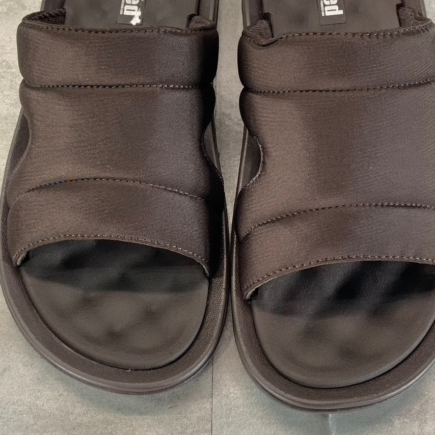 UNLISTED BY KENNETH COLE Men's Dark Brown Quinn Quilted Slide Sandals SZ 12/13