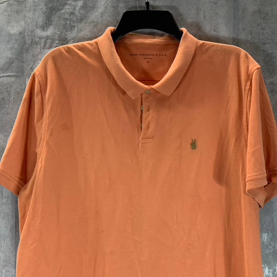 JOHN VARVATOS STAR USA Men's Papaya Peace Sign Pique Regular-Fit Polo Shirt SZXL