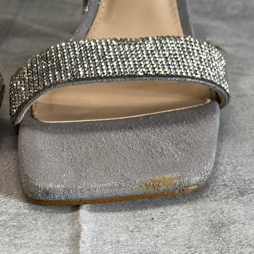 STEVE MADDEN Women's Silver Rhinestone Embellished Tiaa Square-Toe Two-Piece