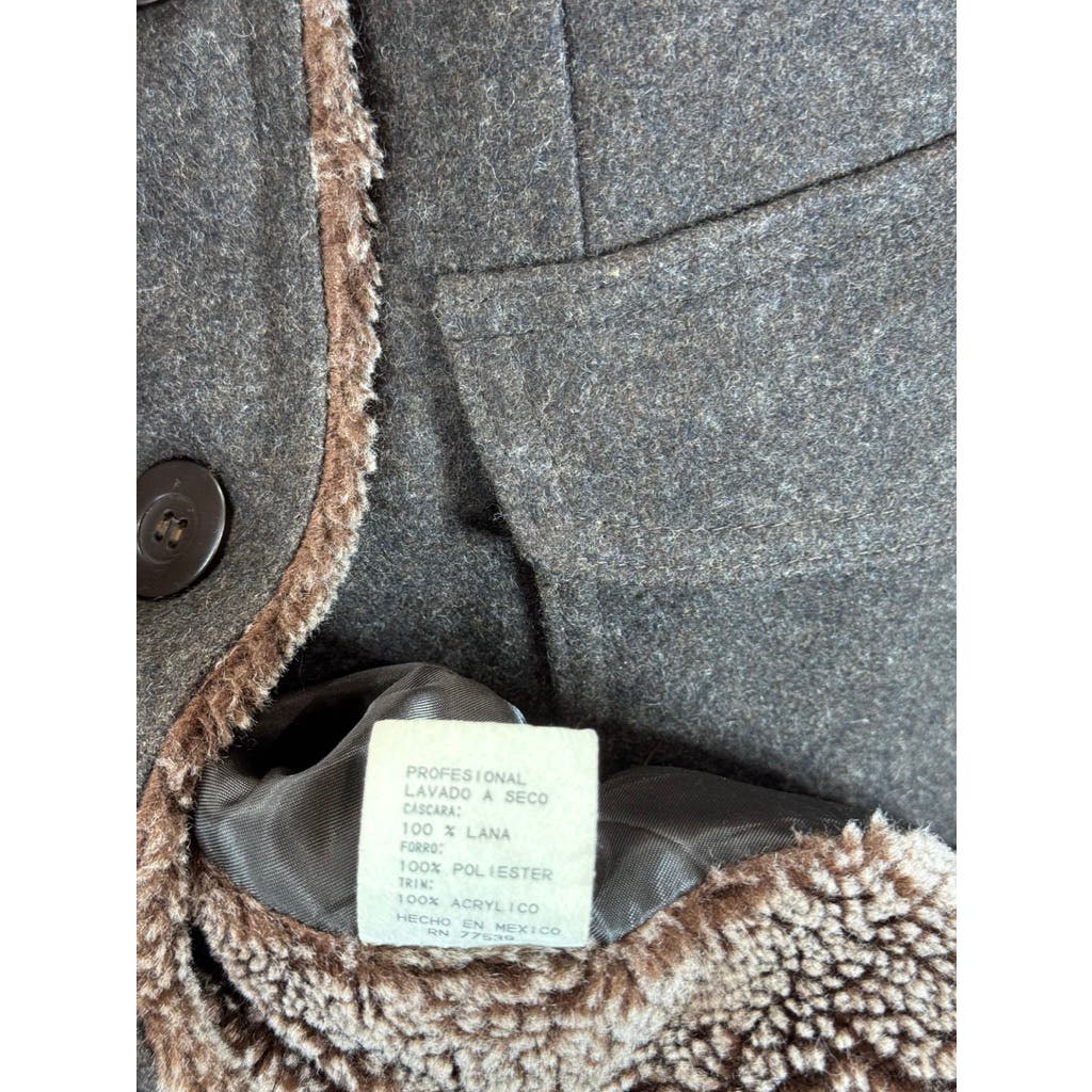 STEPHANIE MATHEWS Women's Brown Wool Sherpa Coat SZ 6 Missy