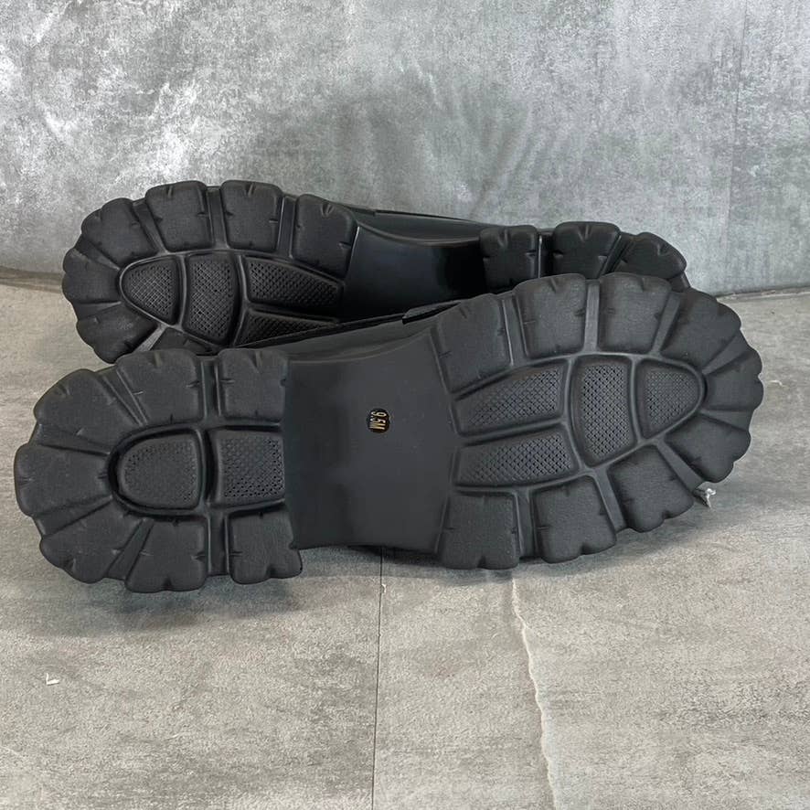 BAR III Women's Black Smooth Paz Lug-Sole Platform Slip-On Penny Loafers SZ 9.5