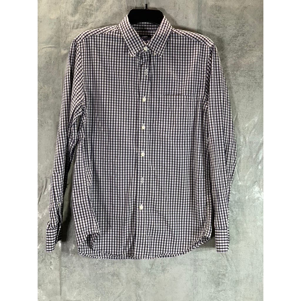 J.CREW Men's Navy/White Mini Check Button-Up Long Sleeve Shirt SZ S