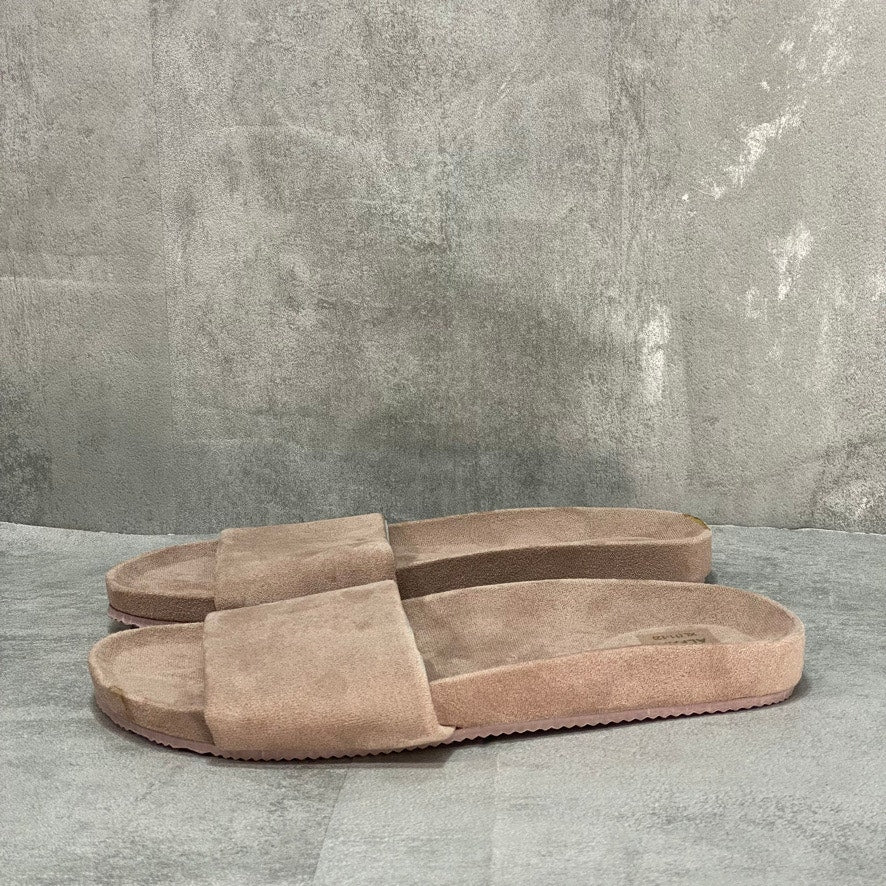 ALFANI Tan Round-Toe Faux-Suede Slides SZ XL (11-12)