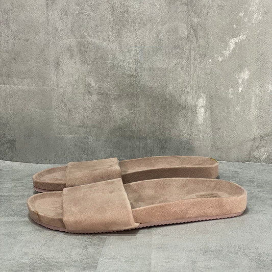 ALFANI Tan Round-Toe Faux-Suede Slides SZ XL (11-12)