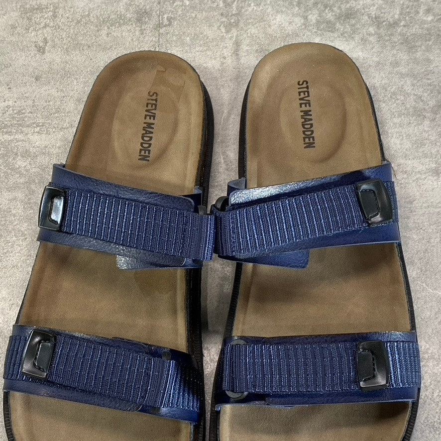 STEVE MADDEN Unisex Blue Lance Adjustable 2-Strap Slide Sandals SZ 6