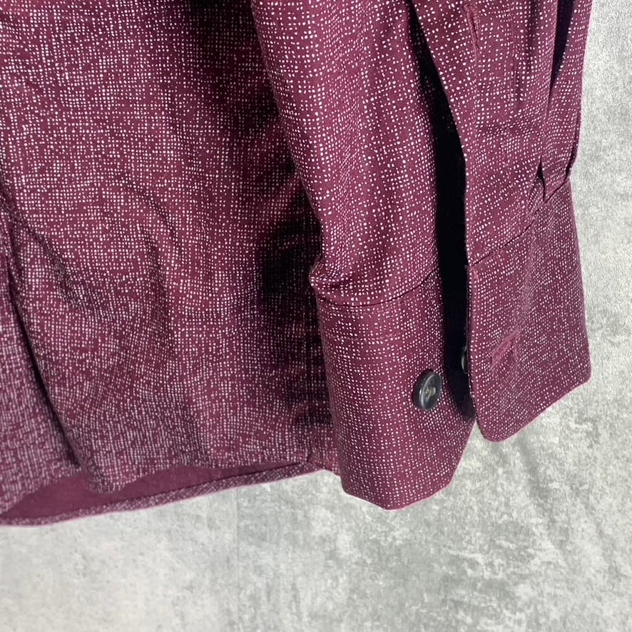 BAR III Men's Burgundy Printed Slim-Fit Stretch Dress Shirt SZ S(14-14.5 32/33)