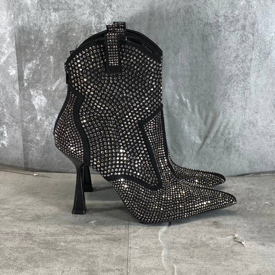 INC INTERNATIONAL Women's Black Oaklynne Rhinestone Pointed-Toe Booties SZ 7