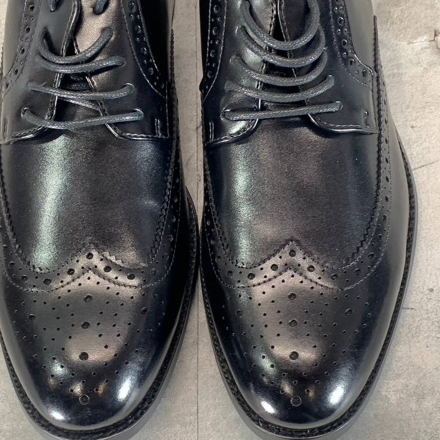 STACY ADAMS Men's Black Leather Garrison Wingtip Lace-Up Oxfords SZ 8