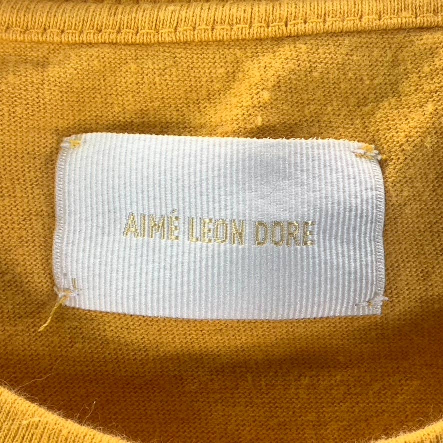 AIME LEON DORE Men's Mustard Crewneck Pullover Long Sleeve T-Shirt SZ L