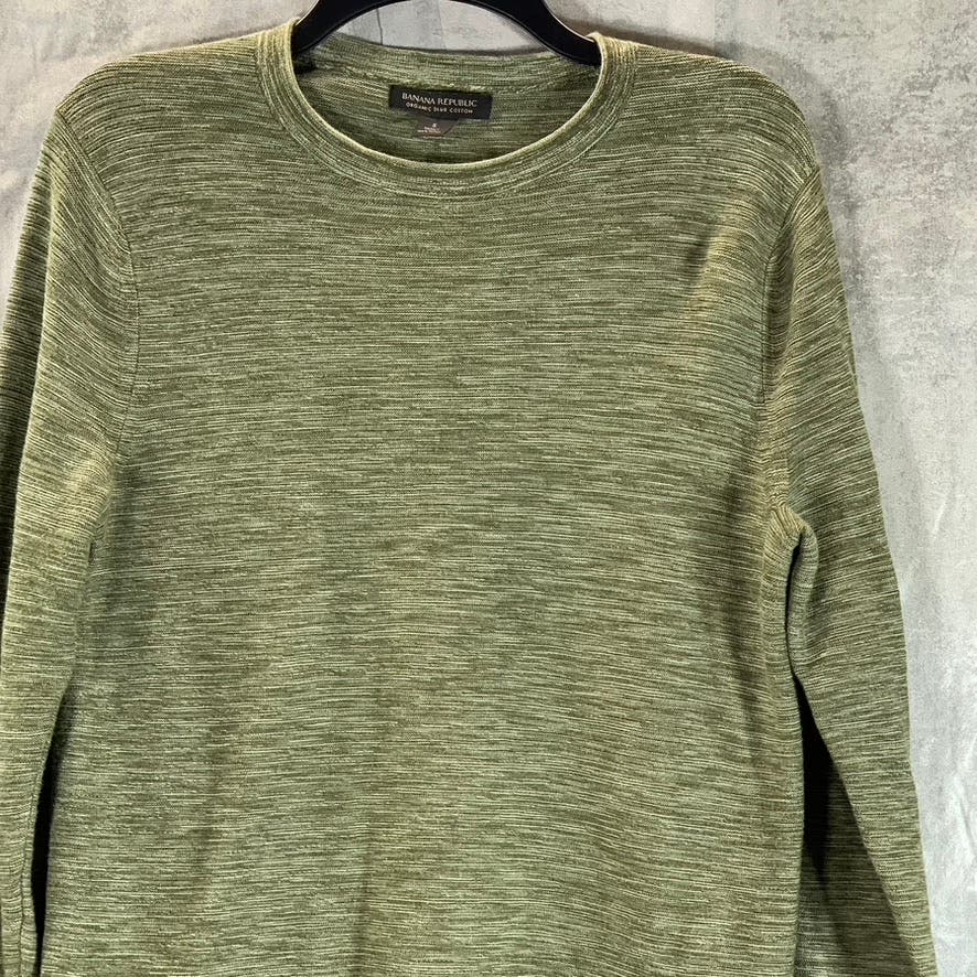 BANANA REPUBLIC Men's Green Organic Cotton Slub Crewneck Pullover Sweater SZ S