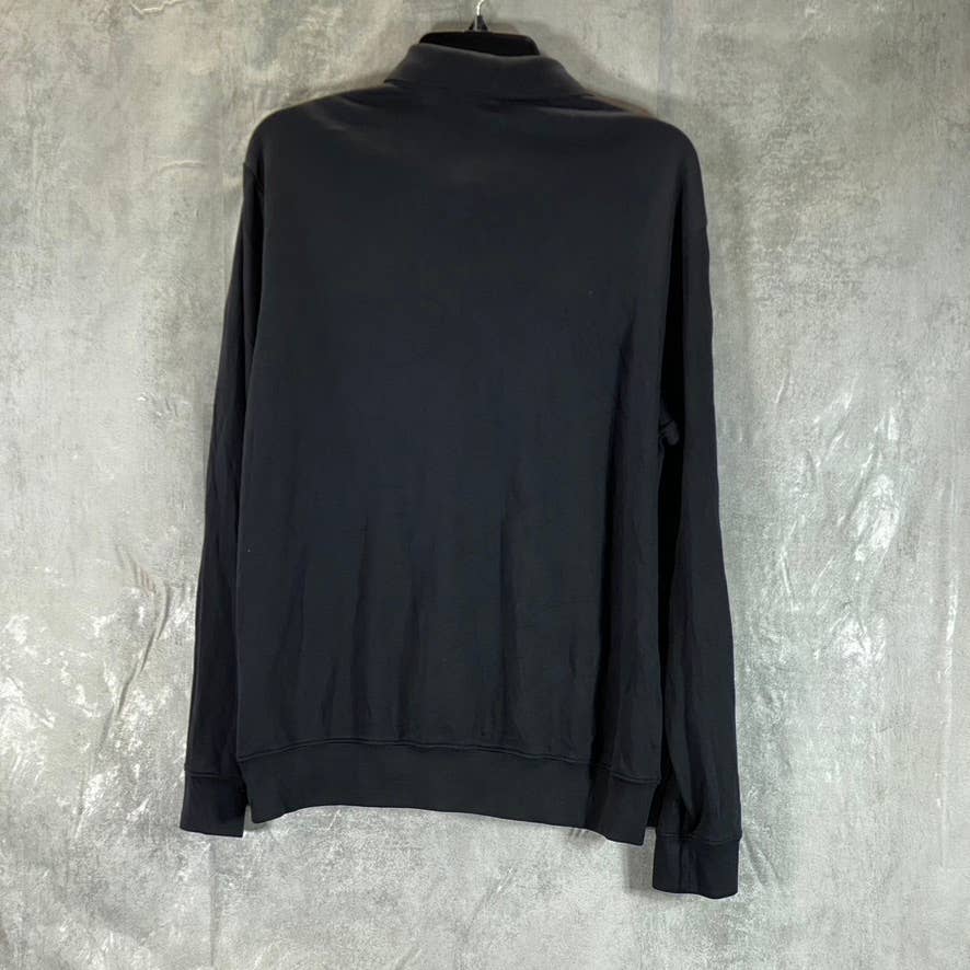LANDS' END Men's Black Traditional-Fit Long-Sleeve Polo Shirt SZ L