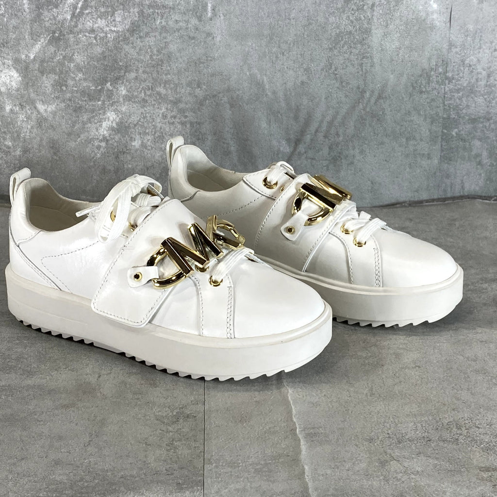 MICHAEL MICHAEL KORS Women's White Leather Emmett Lace-Up Platform Sneakers SZ 5