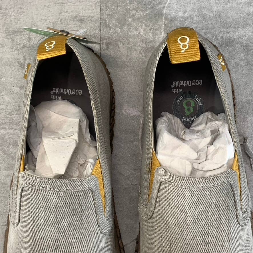 HYBRID GREEN LABEL Men's Grey Canvas Lively Slip-On Sneaker SZ 8