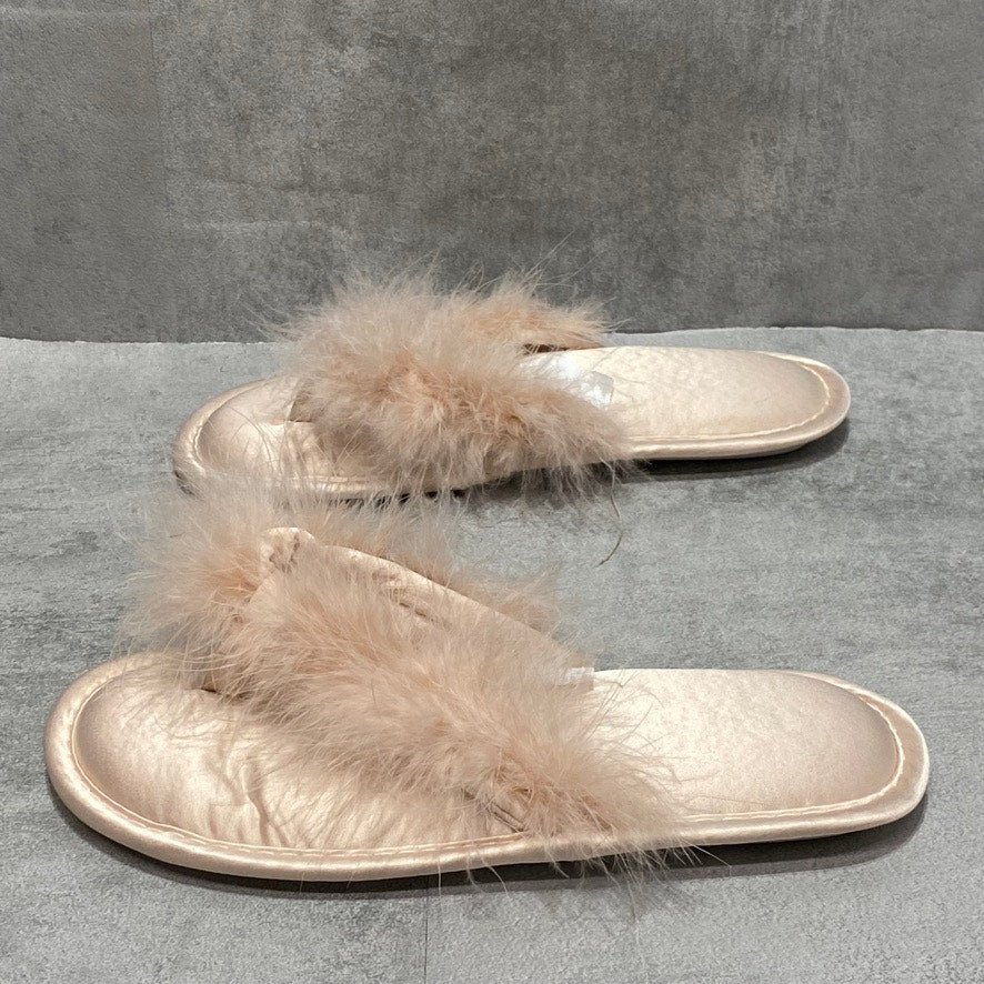 INC INTERNATIONAL CONCEPTS Pink Marabou Thong Slippers SZ S (5-6)