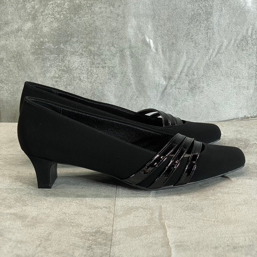 EASY STREET Women's Black Suede Entice Square-Toe Block-Heel Slip-On Pumps SZ8.5