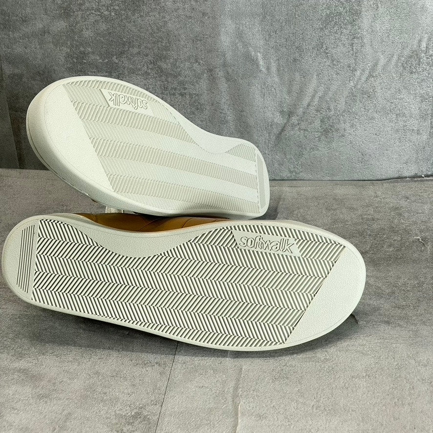 SOFTWALK Women's Camel Leather Athens Round-Toe Lace-Up Sneakers SZ 9