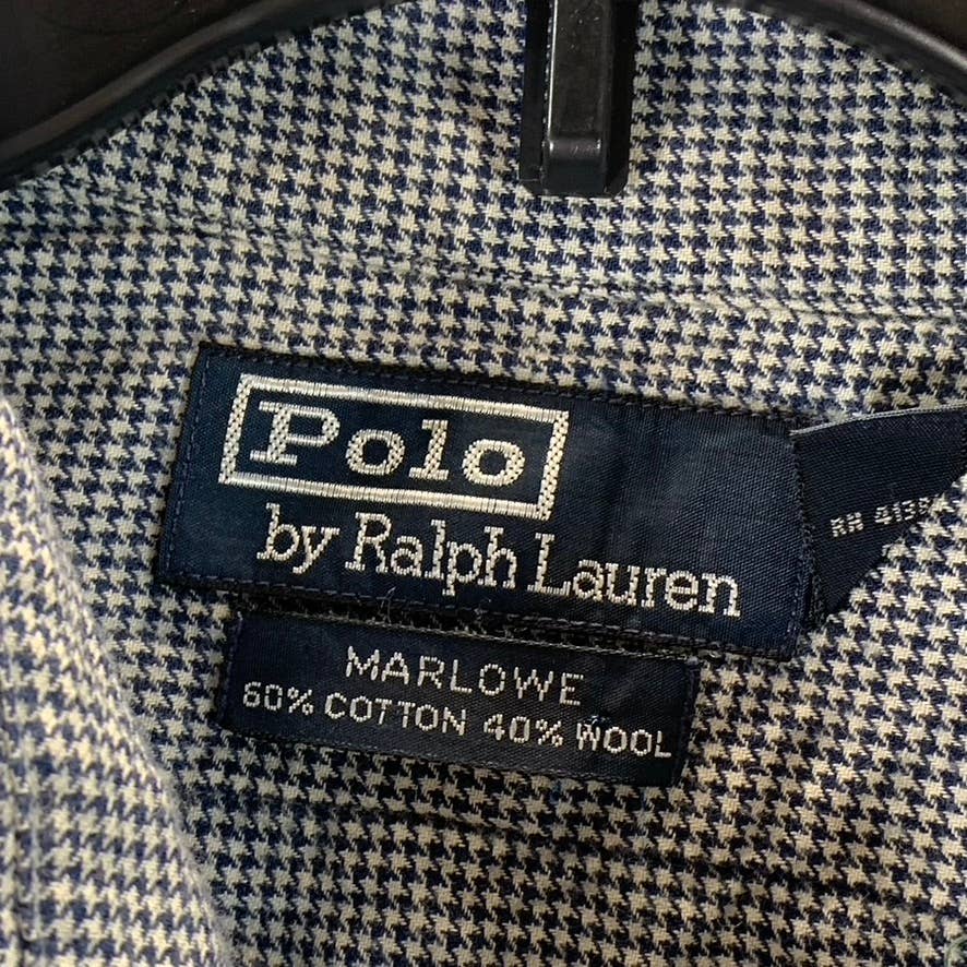 POLO RALPH LAUREN Men's Black Mini Gingham Button-Up Long-Sleeve Shirt SZ L