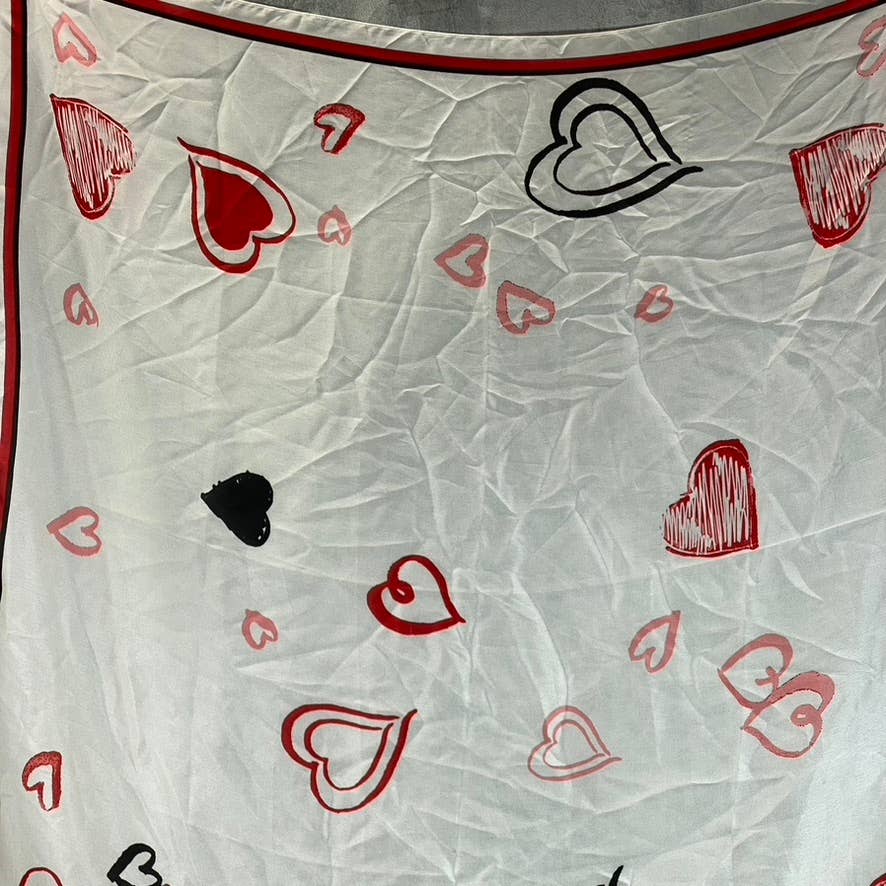 GIANI BERNINI Women's White/Red Heart-Print Square Scarf SZ OS