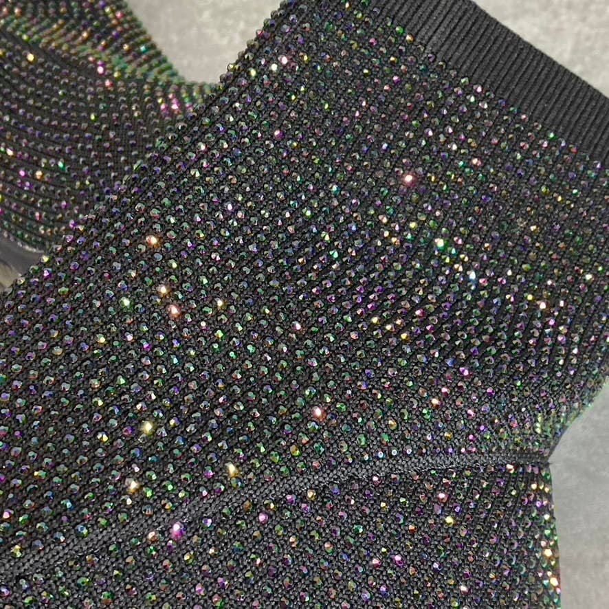 WILD PAIR Women's Black Rhinestone Embellished Baybe Pointed-Toe Booties SZ 7