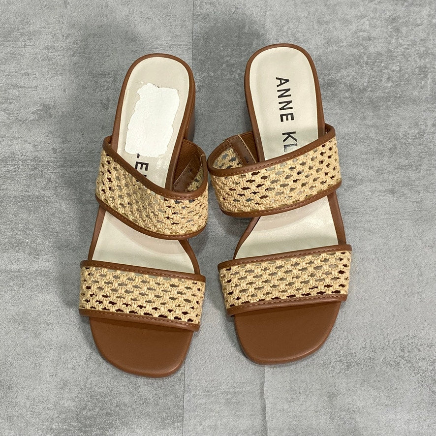 ANNE KLEIN Tan Brooke Block-Heel Slip-On Sandals SZ 7.5