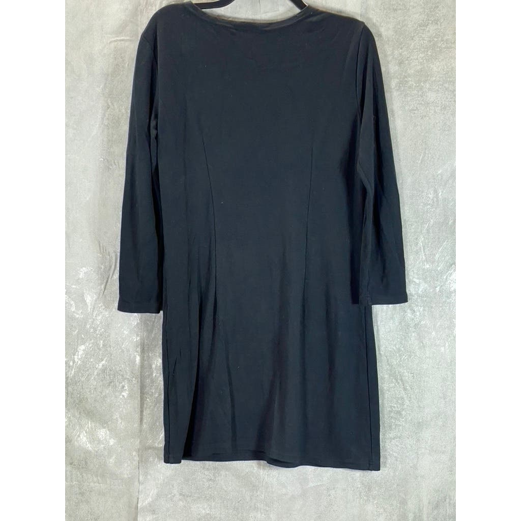 STS SAIL TO SABLE Women's Navy Crewneck Button-Shoulder Long Sleeve Dress SZ S