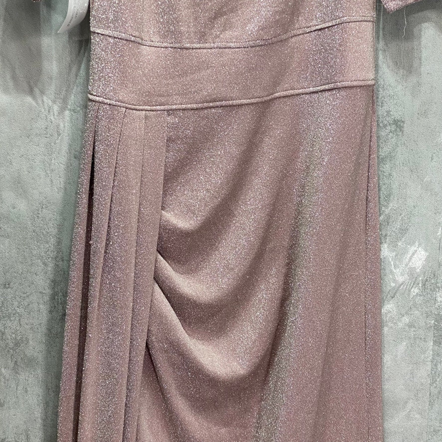 AX PARIS Pink Off The Shoulder Sparkle Maxi Slit Dress SZ 10