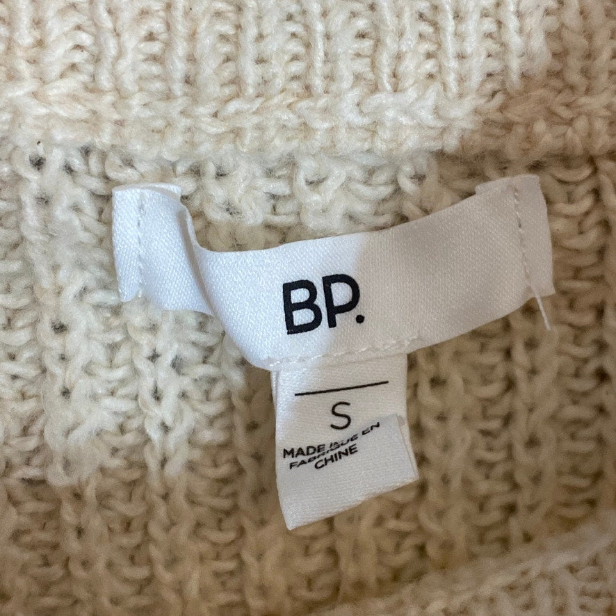 BP. Beige Oatmeal Cable Knit Balloon Sleeve Mock Neck Pullover Sweater SZ S