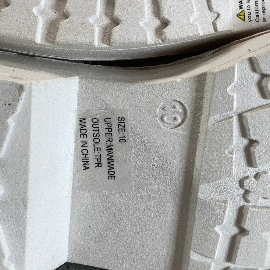 OLIVIA MILLER Women's White Crystal Lug Sole Side-Zip Lace-Up Combat Boots SZ 10