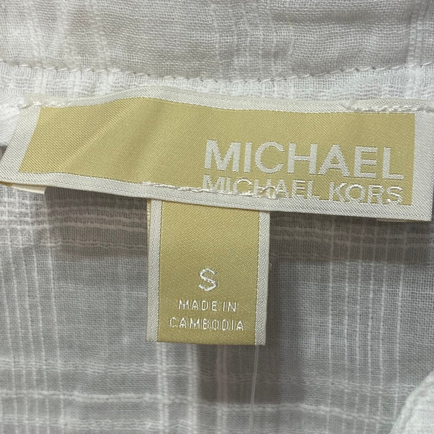 MICHAEL MICHAEL KORS White Cotton Tie-Sleeve Gauze Top SZ S