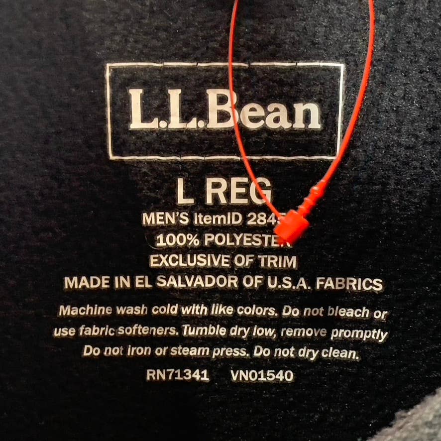 L.L. BEAN Men's Black Regular-Fit Zip-Up Fleece Sweater SZ L