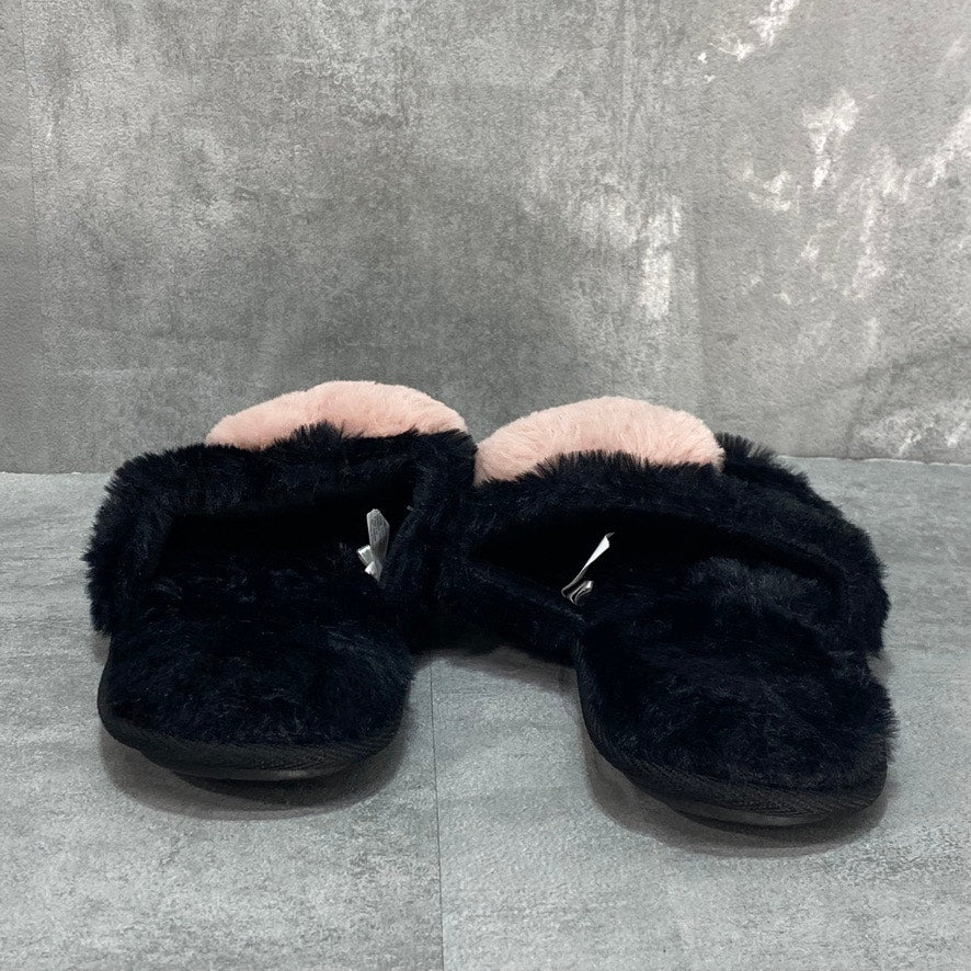 JENNI Black Open-Toe Faux-Fur Heart Slides SZ M (7-8)